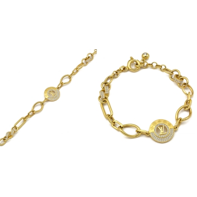 złota bransoletka z cyrkoniami modna kolekcja / 585
