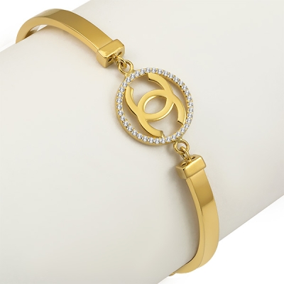 Złota bransoletka połączone dwa sztywne elementy modna kolekcja / pr.585
