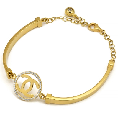 Złota bransoletka połączone dwa sztywne elementy modna kolekcja / pr.585