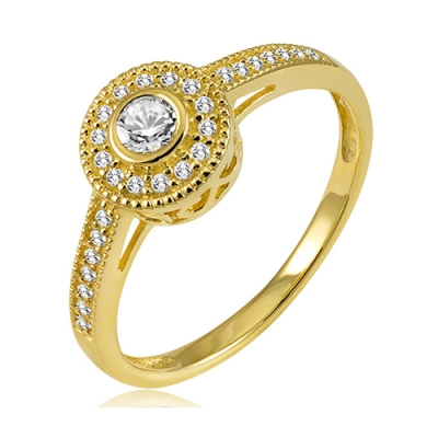 Pierścionek zaręczynowy z brylantami żółte złoto 585