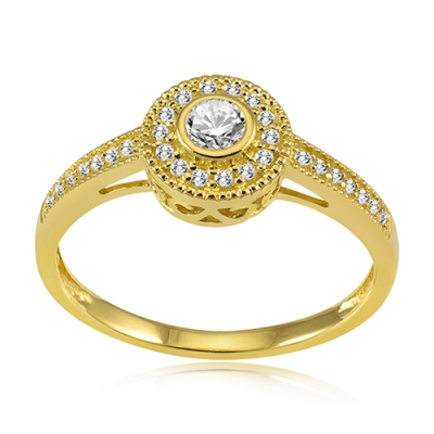 Pierścionek zaręczynowy z brylantami żółte złoto 585