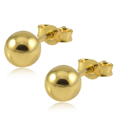 złote kolczyki klasyczne kulki 5mm / pr.585