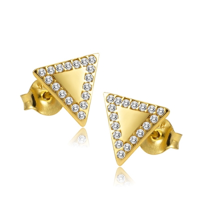 Złote kolczyki trójkąty z cyrkoniami / pr.585