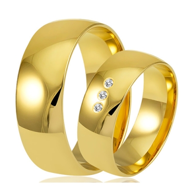 złote obrączki ślubne 6,5mm ozdobione brylantami komplet  pr.585
