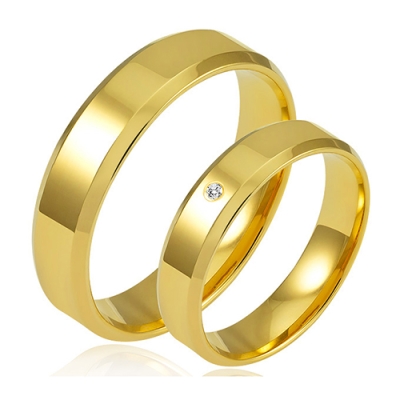 Złote Obrączki Ślubne 4,5mm Ozdobione Diamentem Lab. F-VS Komplet pr.375