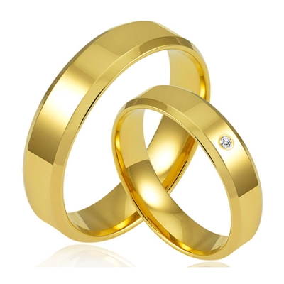 Złote Obrączki Ślubne 4,5mm Ozdobione Diamentem Lab. F-VS Komplet pr.375