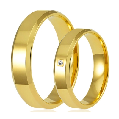 Złote Obrączki Ślubne 4,5mm Ozdobione Diamentem Lab. F-VS Komplet pr.375