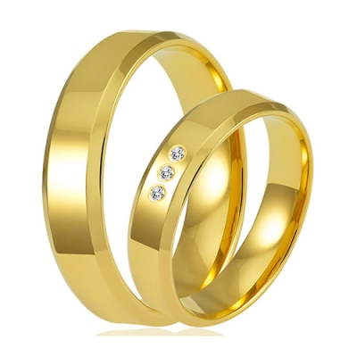 Złote Obrączki Ślubne 4,5mm Ozdobione Diamentami Lab. F-VS Komplet pr.375