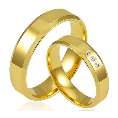 Złote Obrączki Ślubne 4,5mm Ozdobione Diamentami Lab. F-VS Komplet pr.375