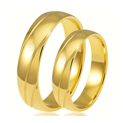 złote obrączki ślubne fazowane 4,5mm komplet  pr.585