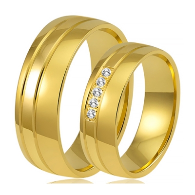 złote obrączki ślubne ozdobione brylantami komplet  pr.585