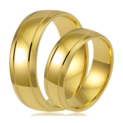 Złote Obrączki Ślubne Zaokrąglone Fazowane 6mm Komplet  pr.585
