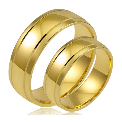 Złote Obrączki Ślubne Zaokrąglone Fazowane 6mm Komplet  pr.585