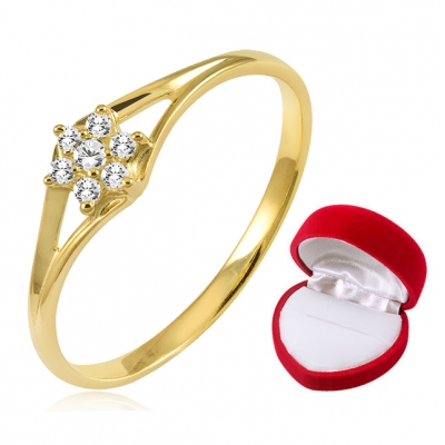 złoty pierścionek zaręczynowy 585 cyrkonie
