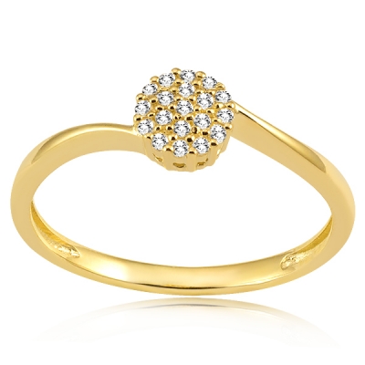złoty asymetryczny pierścionek z cyrkoniami / pr.585