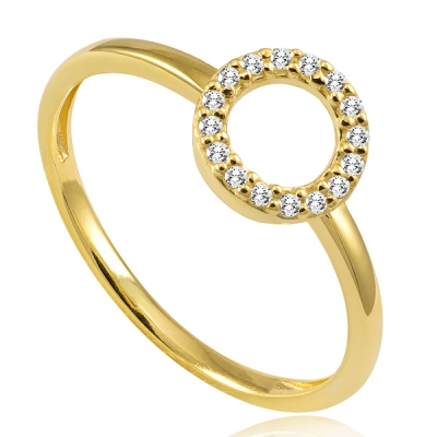 Złoty pierścionek kółeczko z cyrkoniami / pr.585