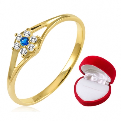 złoty pierścionek zaręczynowy 585 cyrkonie