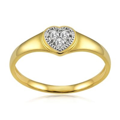 Złoty pierścionek serduszko z cyrkoniami / pr.585
