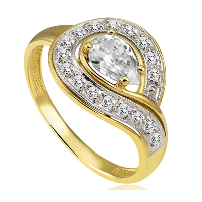 złoty pierścionek z cyrkoniami  nowość  / 585