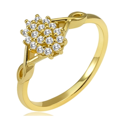 Złoty pierścionek z cyrkoniami modna kolekcja / 585