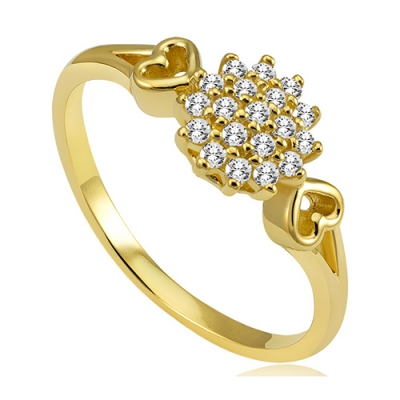 złoty pierścionek z cyrkoniami modna kolekcja / 585