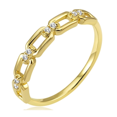 Złoty pierścionek z cyrkoniami modna kolekcja / 585