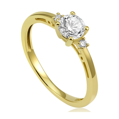 Pierścionek zaręczynowy z brylantami żółte złoto 585