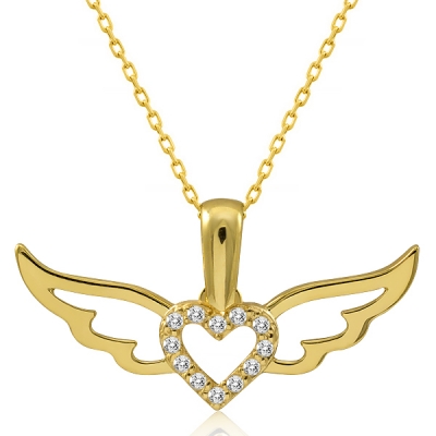 Złota zawieszka skrzydła anioła  z cyrkoniami/ pr.585