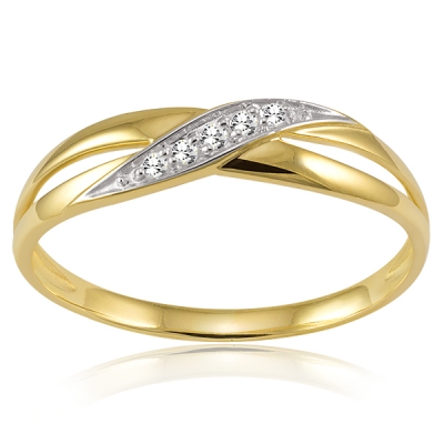 złoty pierścionek z brylantami 0,040ct / pr.585
