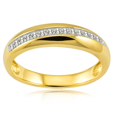 Złoty pierścionek obrączka z 15 brylantami 0,12 ct / pr.585