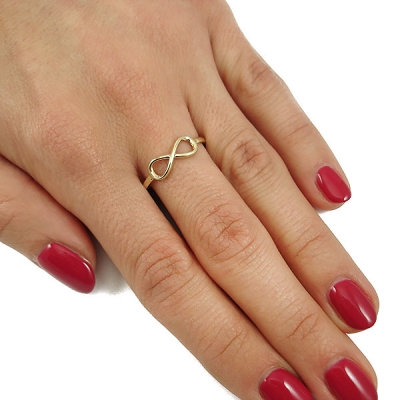 złoty pierścionek z symbolem nieskończoności / pr.585